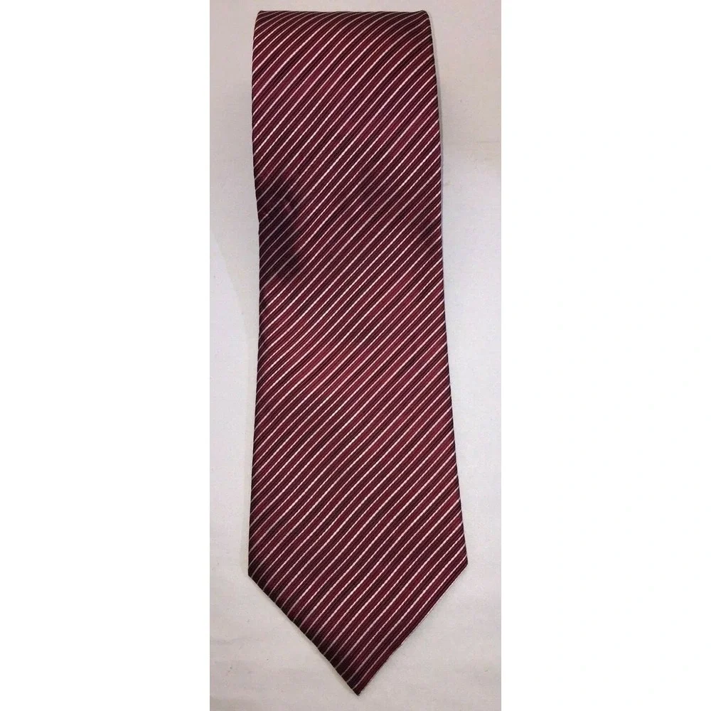 NOS Axcess Men Red‎ Black Gold Thin Striped 100% Silk Neck Tie - 58